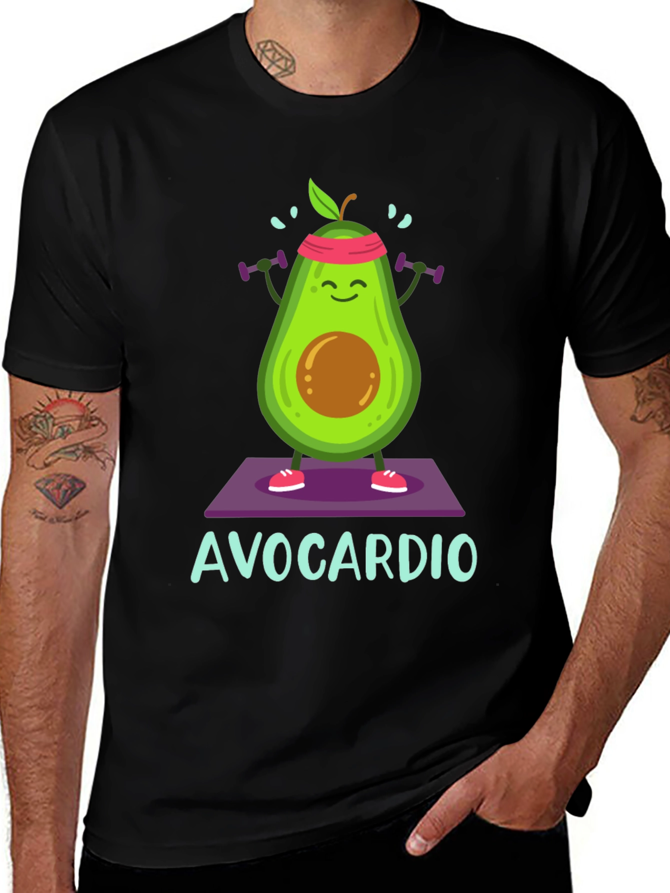 Avocardio Mens Black Graphic T-Shirt