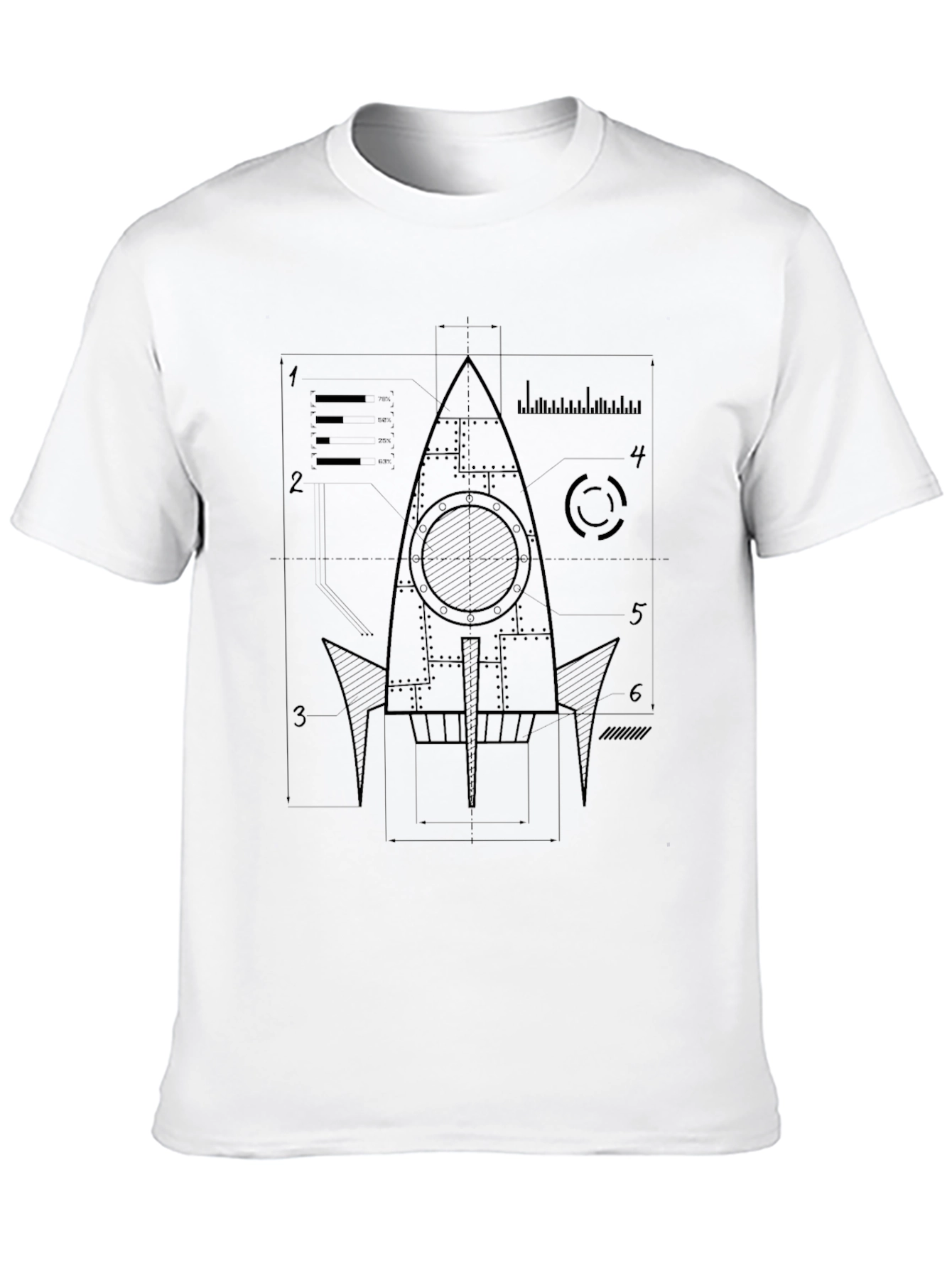 Rocket Blueprint Graphic Tee - Mens Black T-Shirt