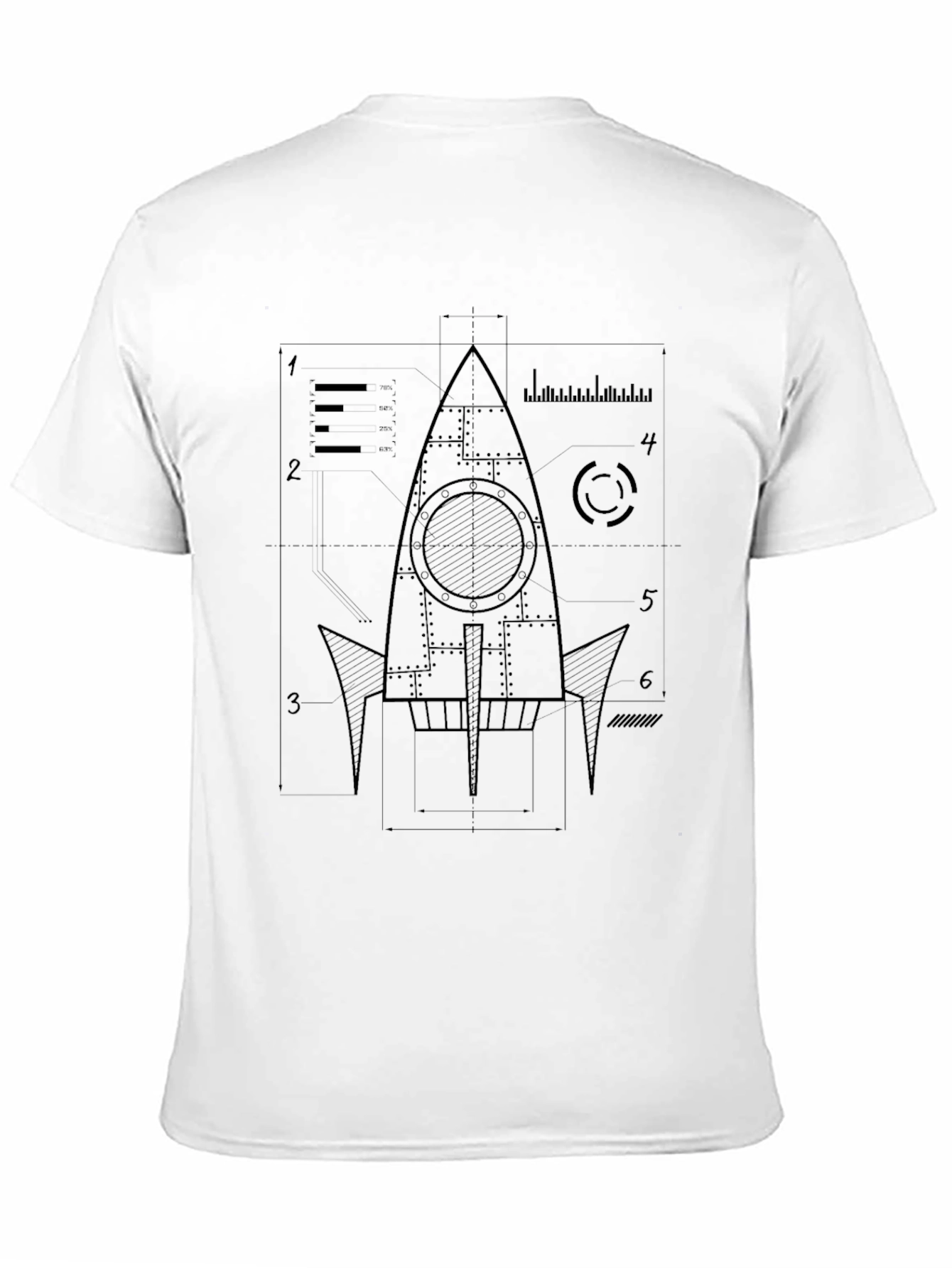 Rocket Blueprint Graphic Tee - Mens Black T-Shirt
