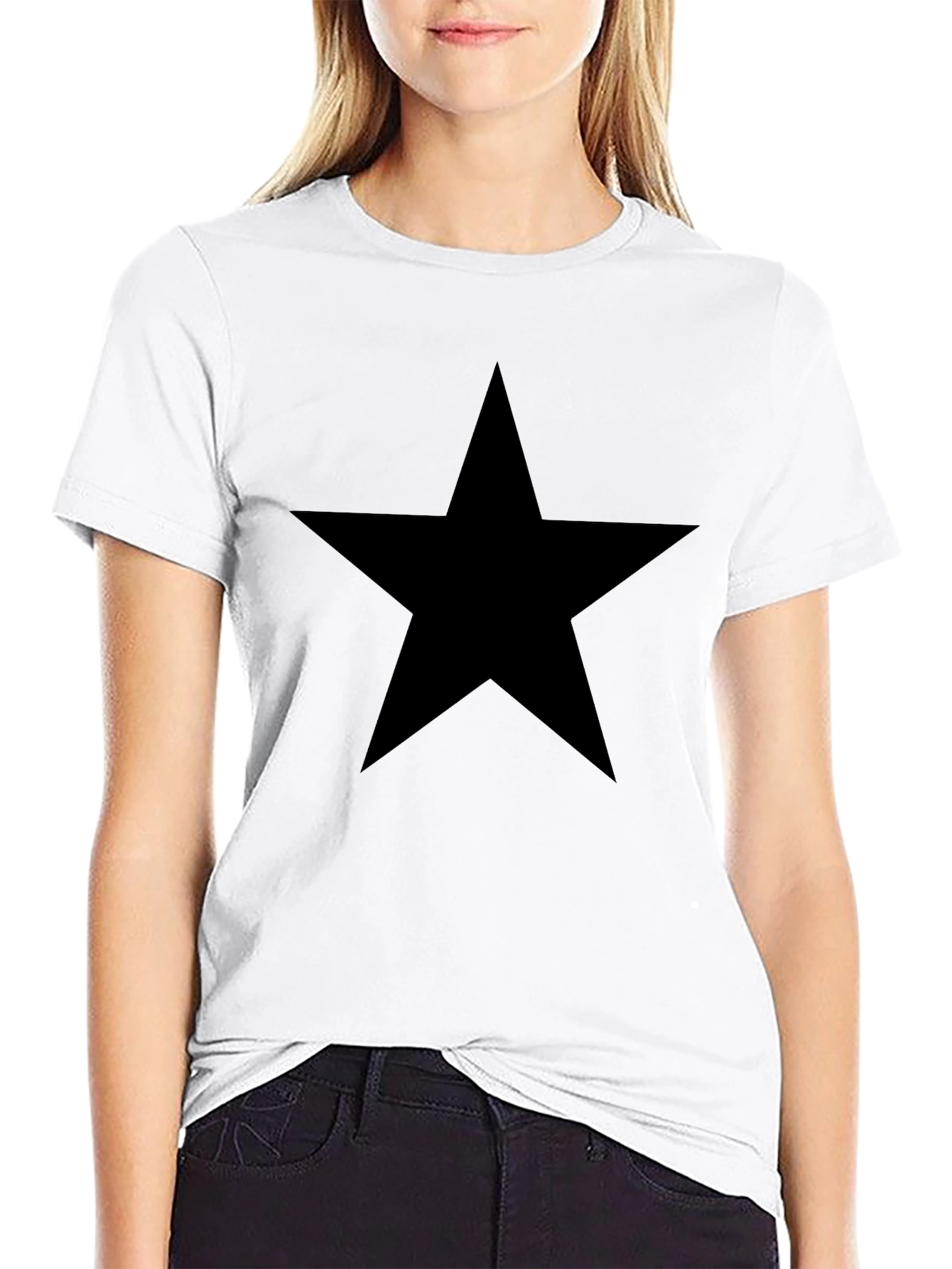 Bold Black Star Tee - Classic Casual Style