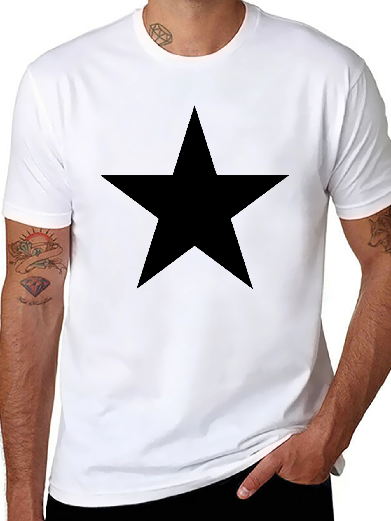Bold Black Star Tee - Classic Casual Style