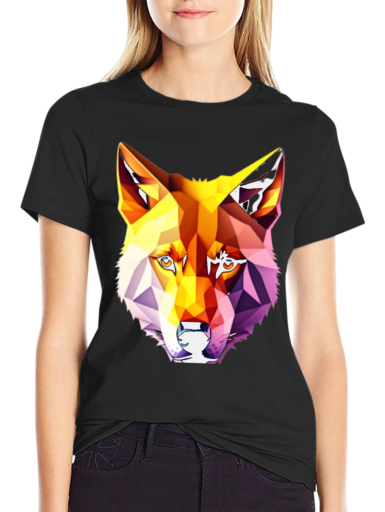 Geometric Wolf Graphic T-Shirt - Modern Art Tee