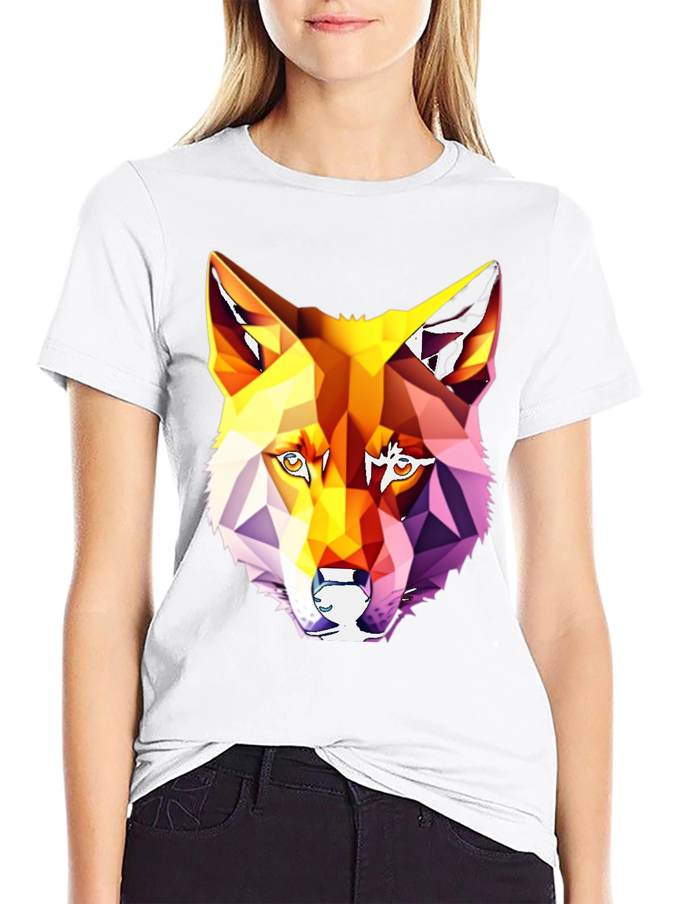 Geometric Wolf Graphic T-Shirt - Modern Art Tee