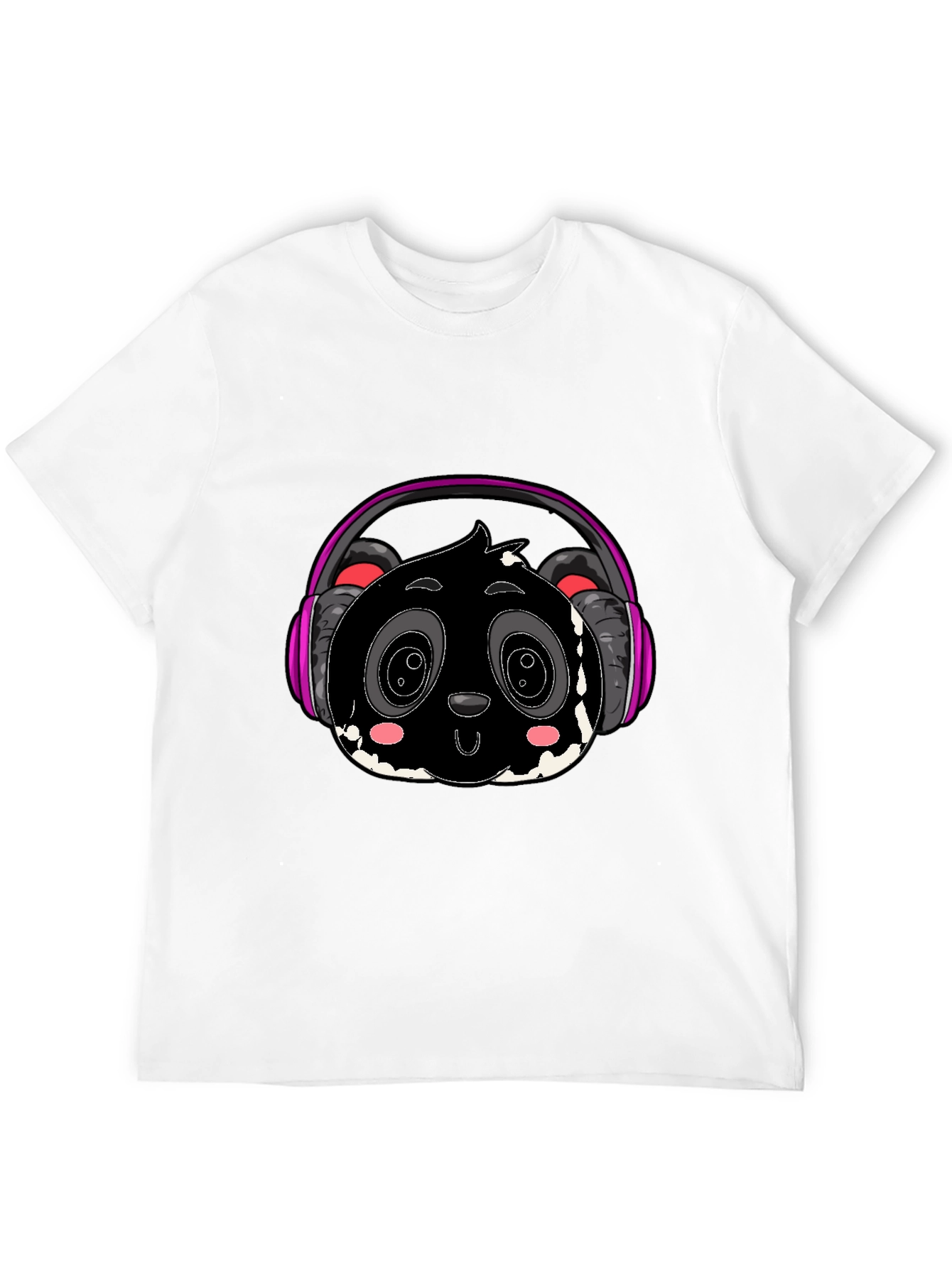 Cool Panda with Headphones Graphic Tee - Black