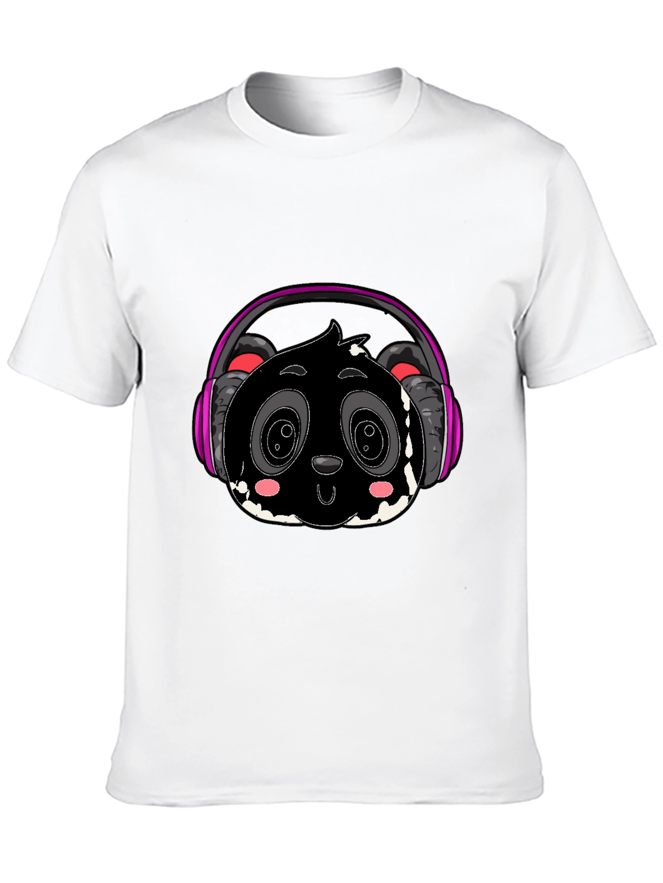 Cool Panda with Headphones Graphic Tee - Black