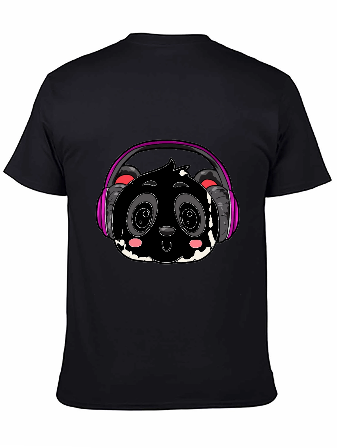 Cool Panda with Headphones Graphic Tee - Black