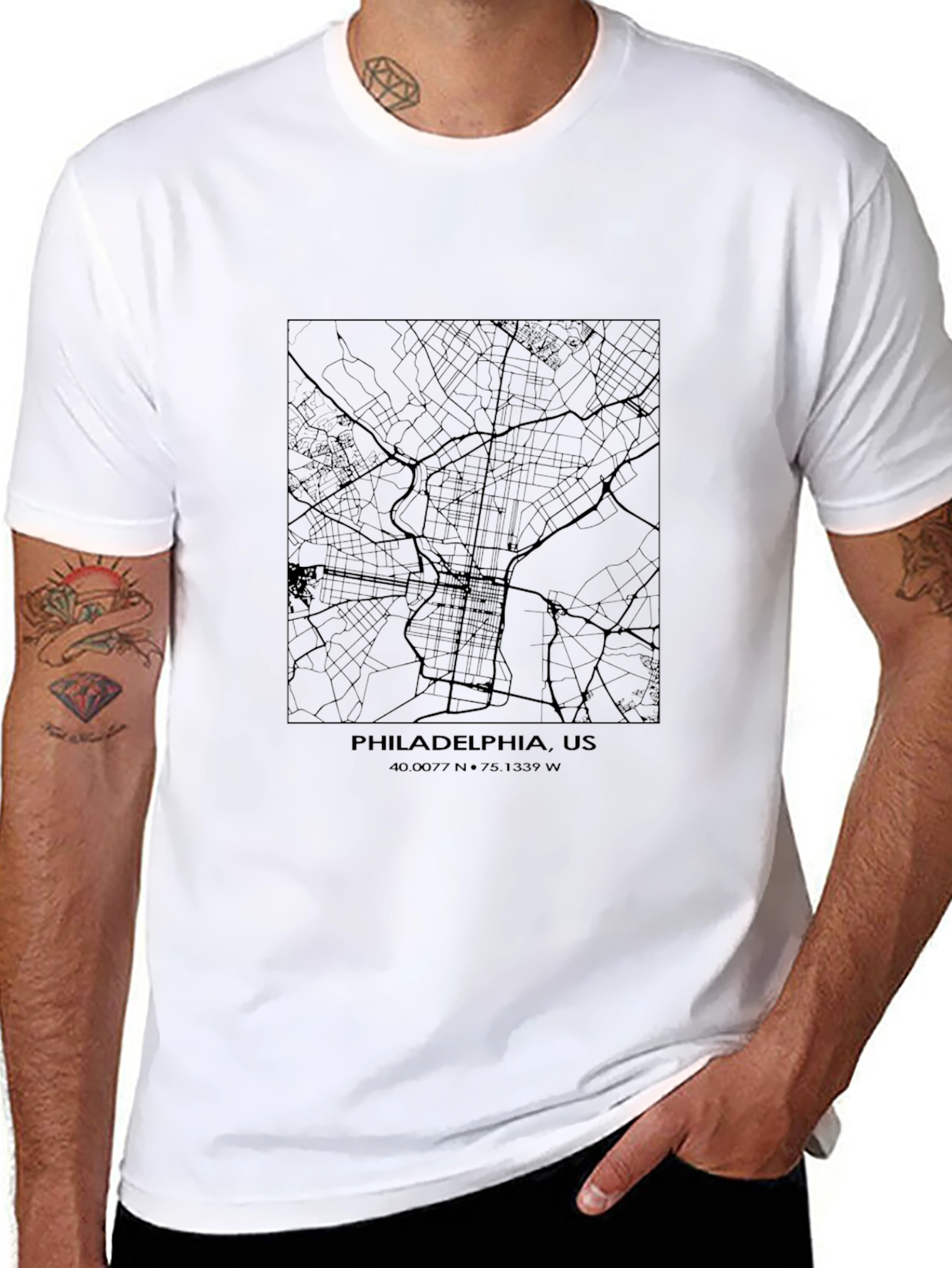 Philadelphia Map T-Shirt - Cityscape Tee