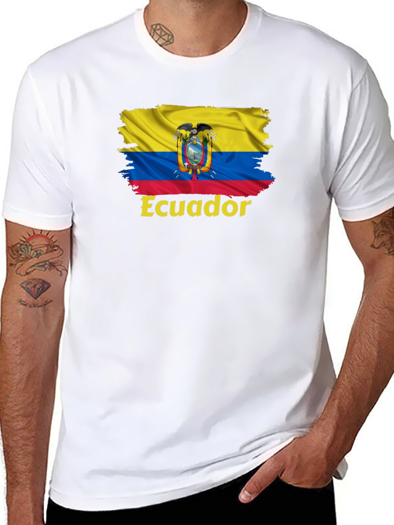 Ecuador Flag Graphic Tee - Black T-Shirt