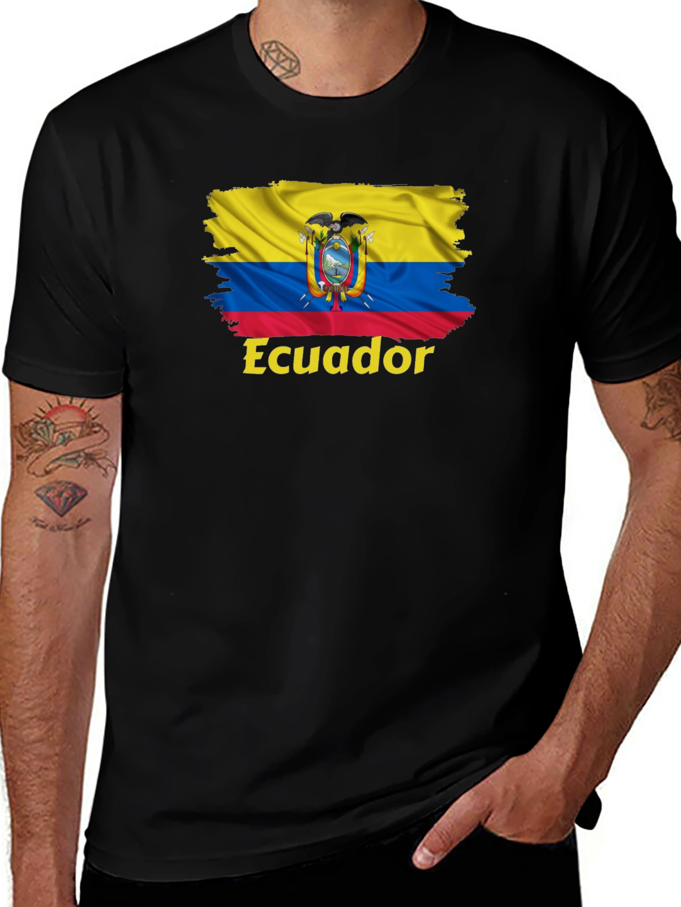 Ecuador Flag Graphic Tee - Black T-Shirt