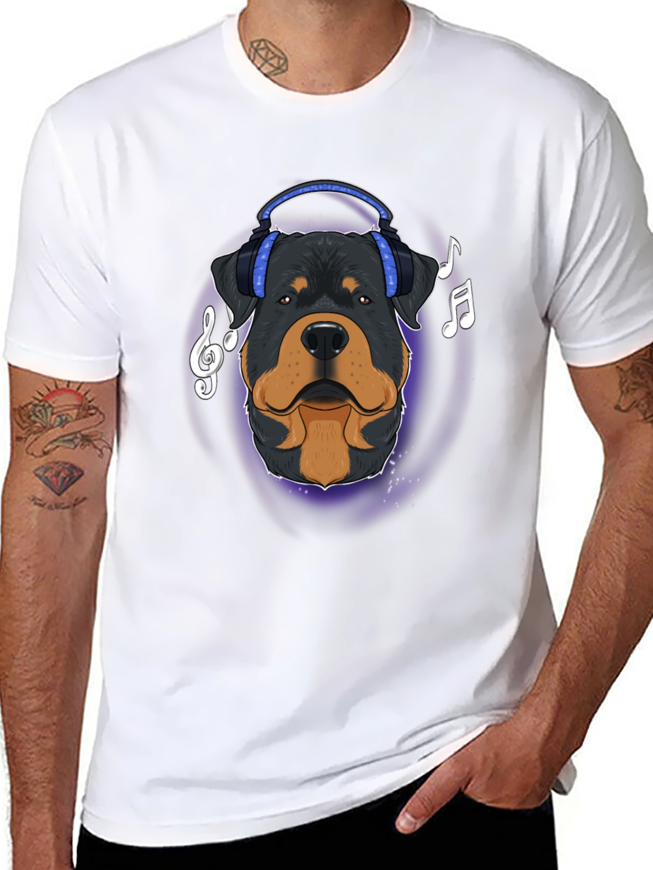 Dog with Headphones Graphic T-Shirt