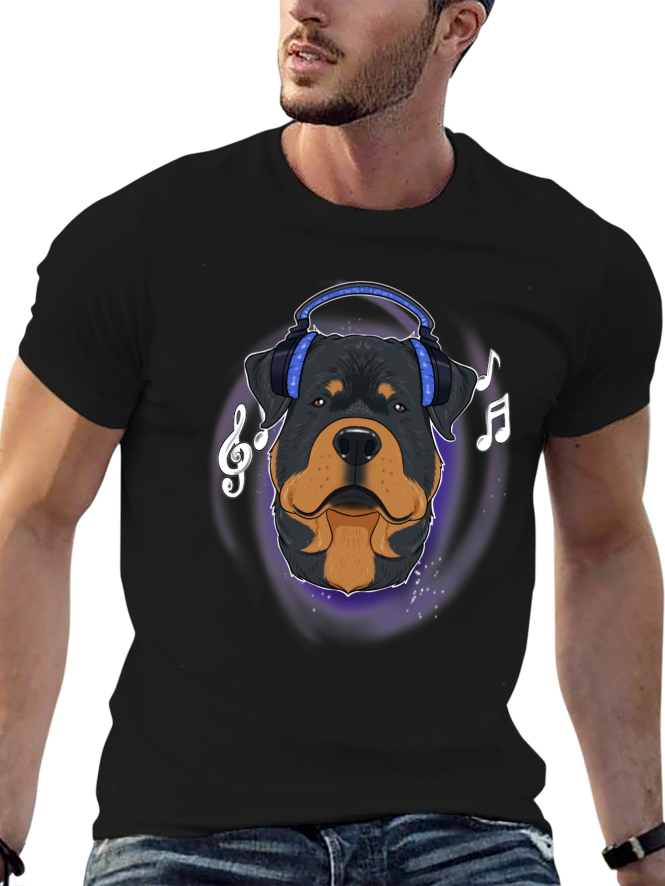 Dog with Headphones Graphic T-Shirt