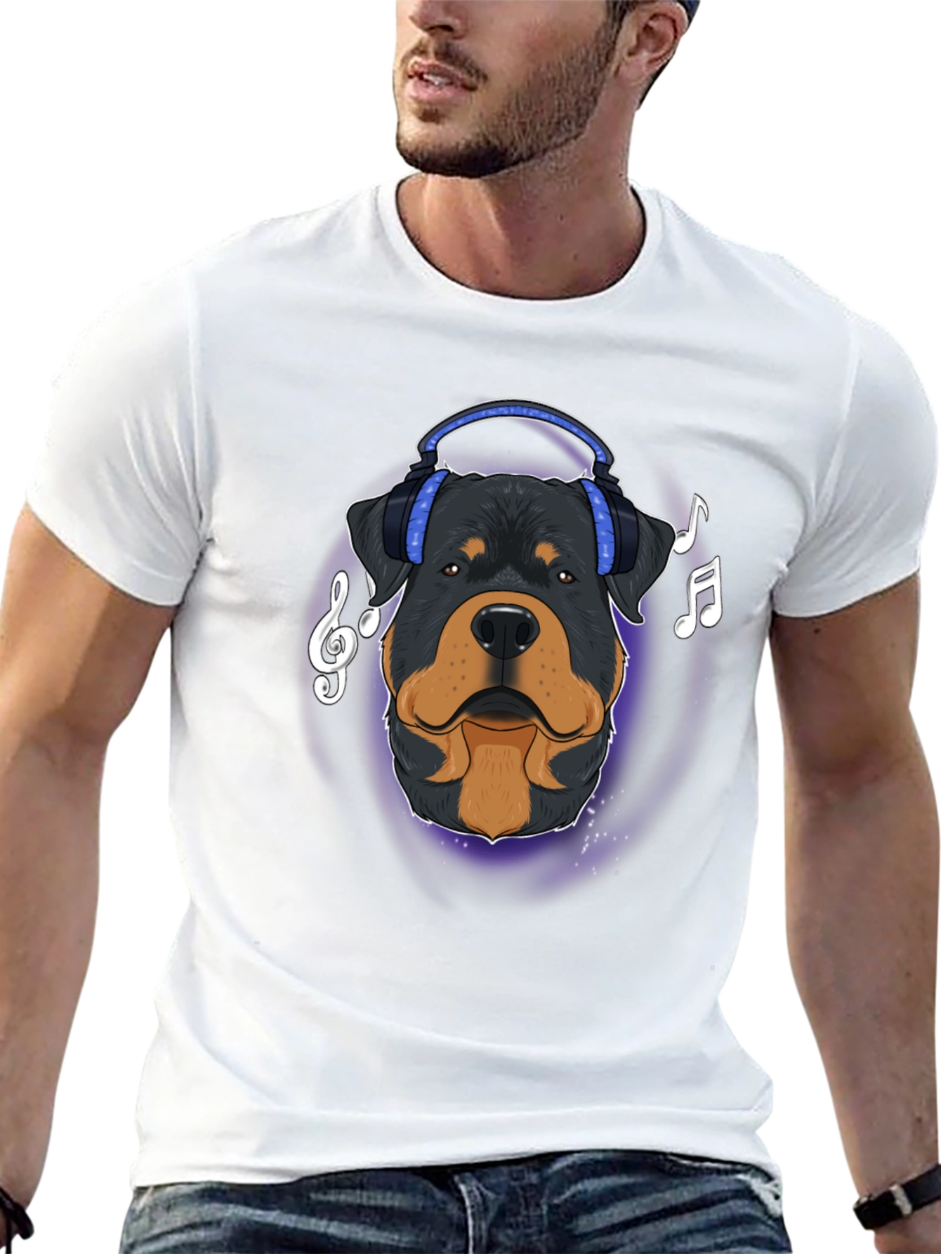 Dog with Headphones Graphic T-Shirt