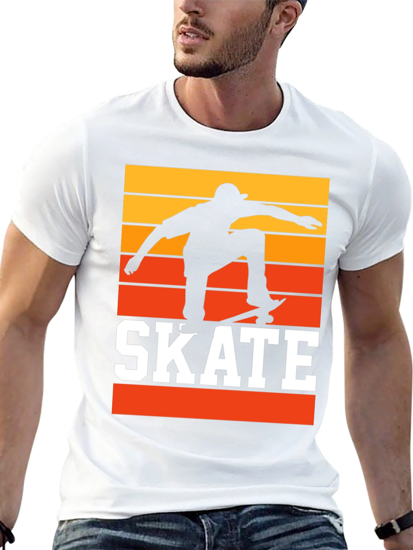 Retro Skateboarding T-Shirt - Sunset Skater Tee