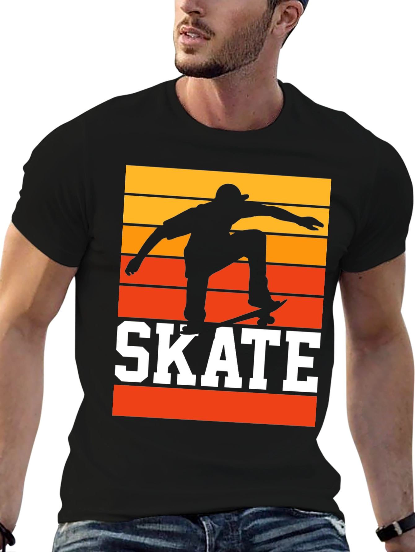 Retro Skateboarding T-Shirt - Sunset Skater Tee