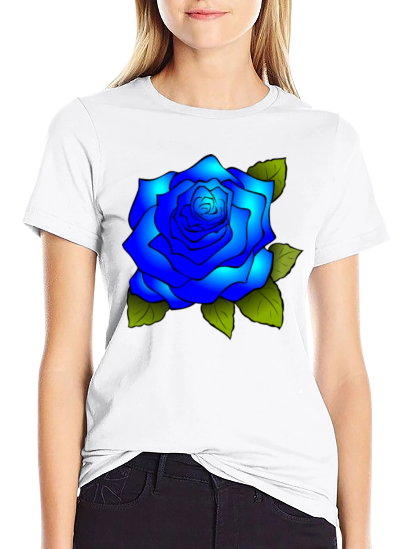 Blue Rose Graphic Tee - Stylish Mens T-Shirt