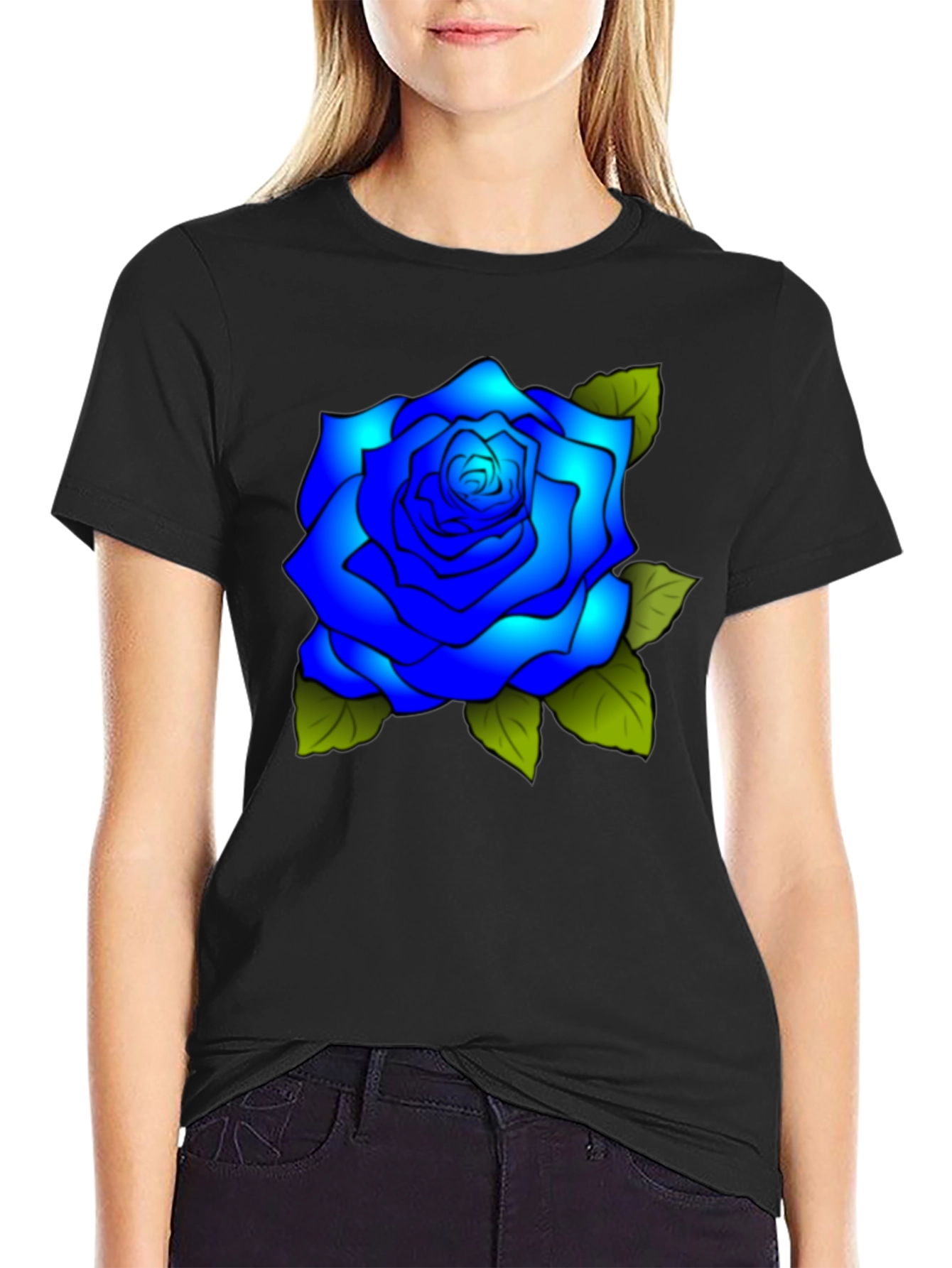 Blue Rose Graphic Tee - Stylish Mens T-Shirt