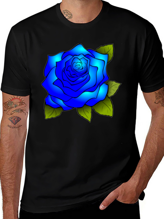 Blue Rose Graphic Tee - Stylish Mens T-Shirt