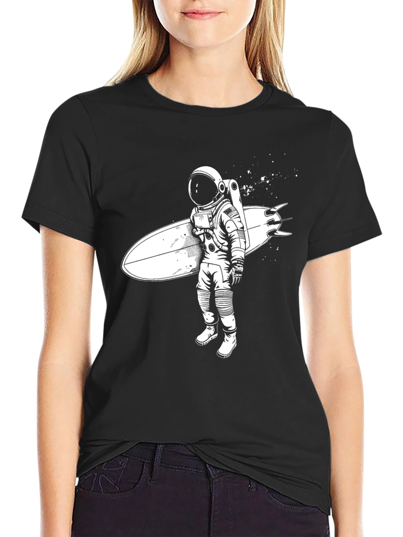 Astronaut Surfer Graphic Tee - Black