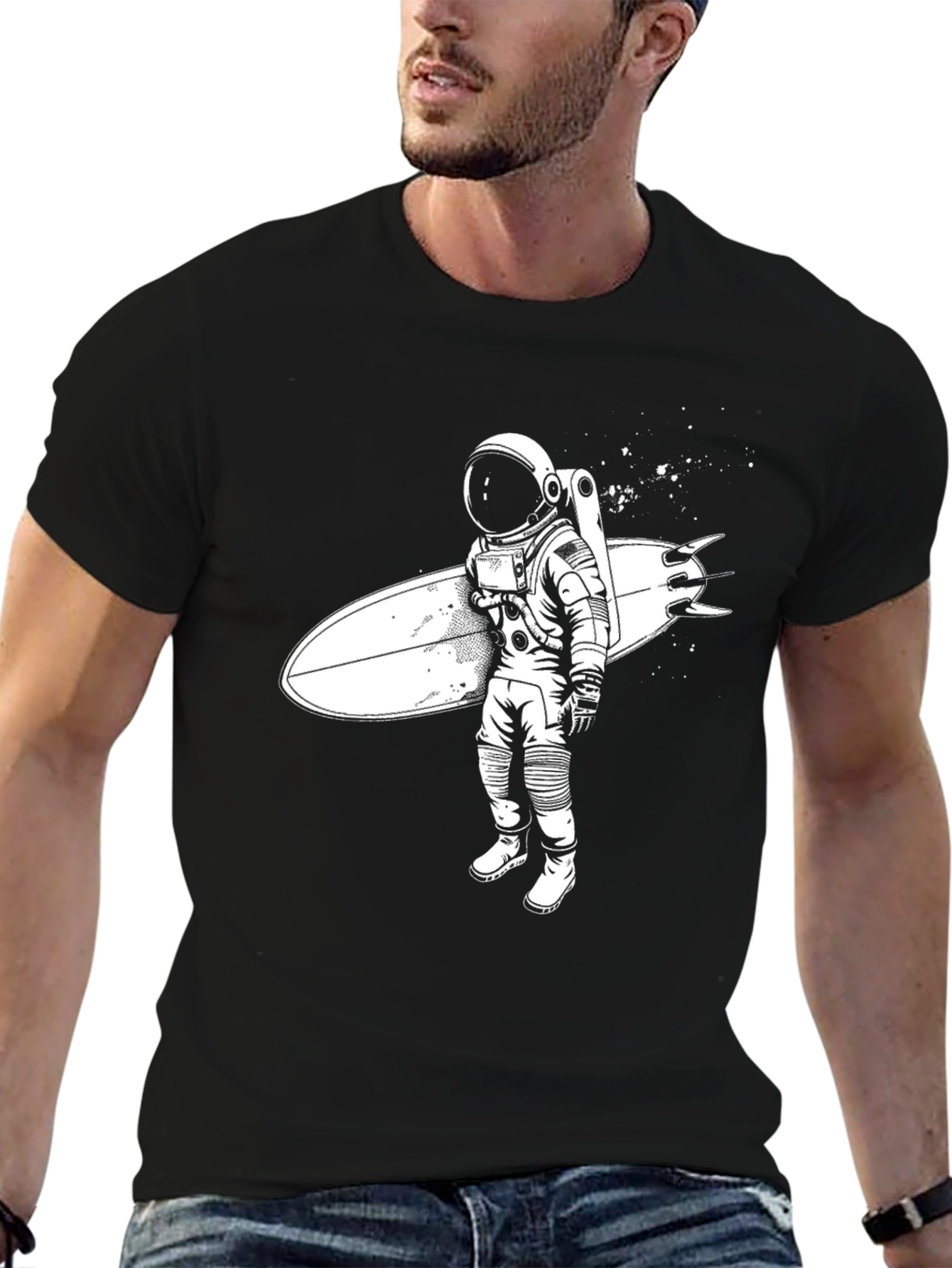 Astronaut Surfer Graphic Tee - Black