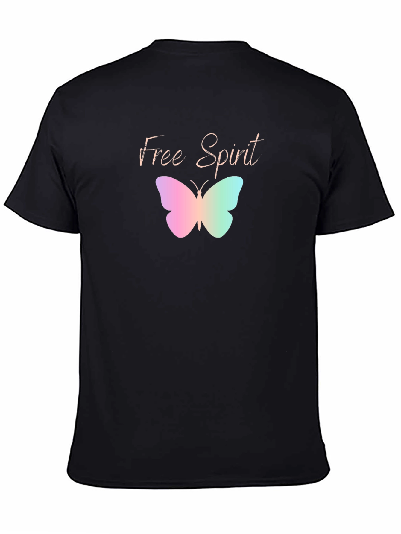 Free Spirit Butterfly Graphic Black T-Shirt