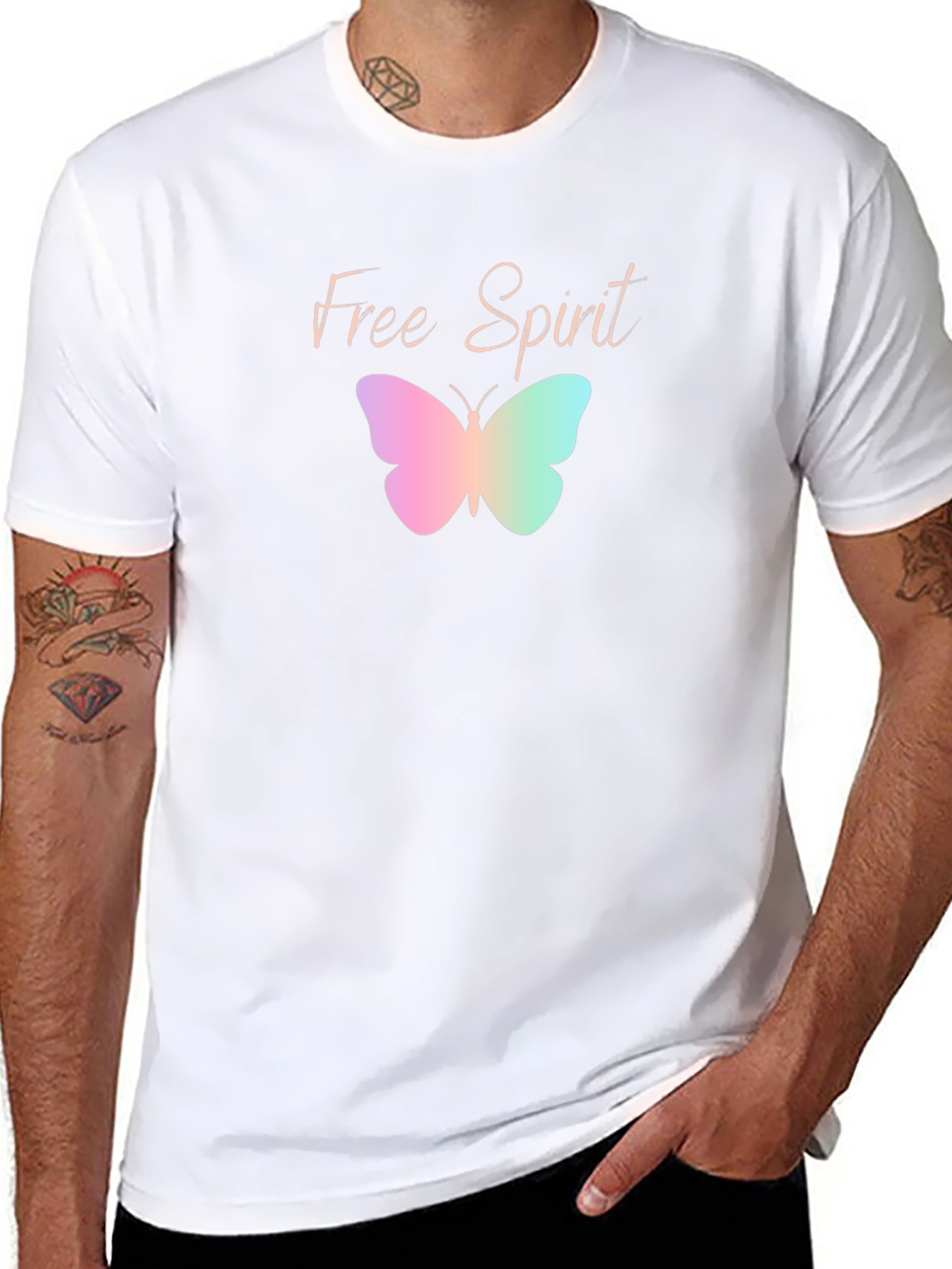 Free Spirit Butterfly Graphic Black T-Shirt