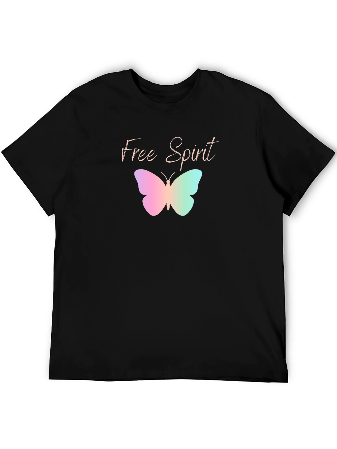 Free Spirit Butterfly Graphic Black T-Shirt