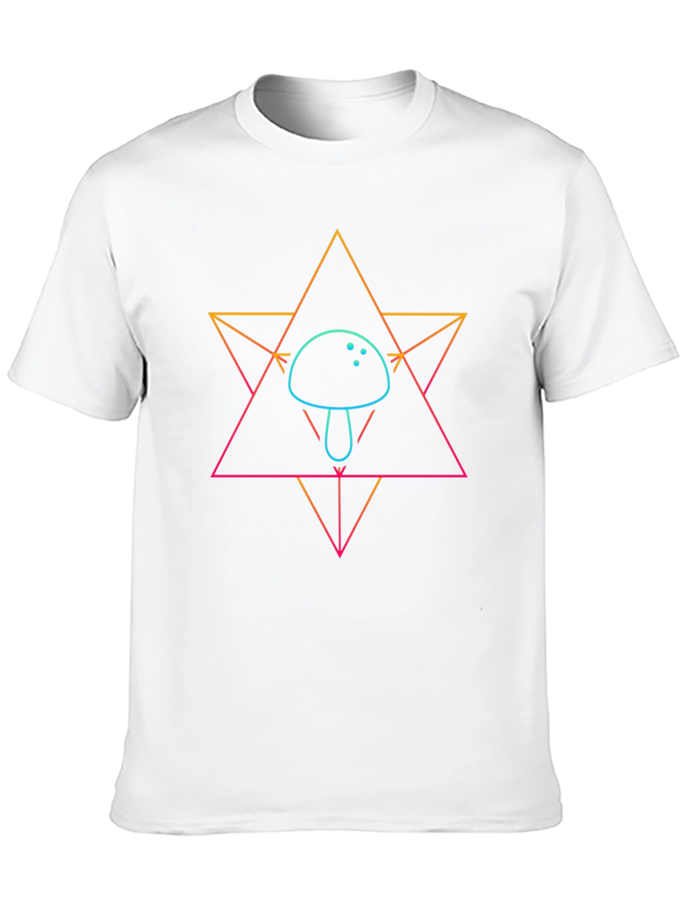 Geometric Mushroom Graphic Black T-Shirt