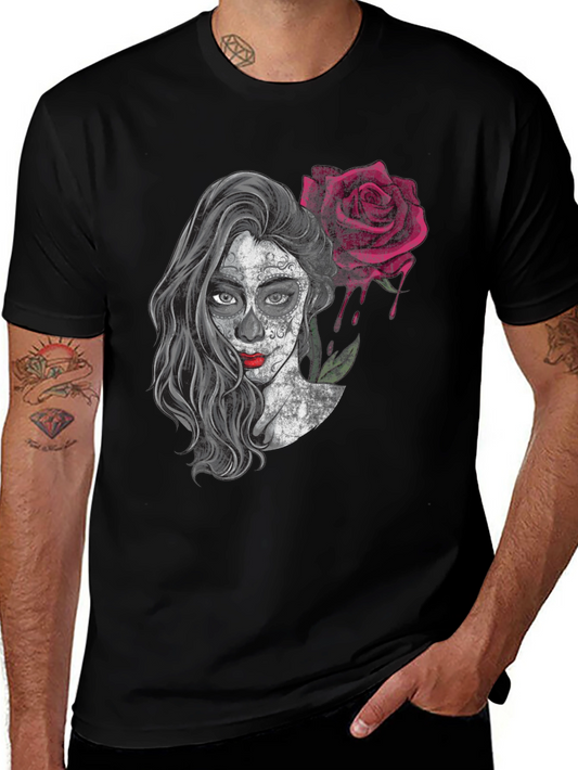 Sugar Skull Girl Rose T-Shirt - Dia de los Muertos