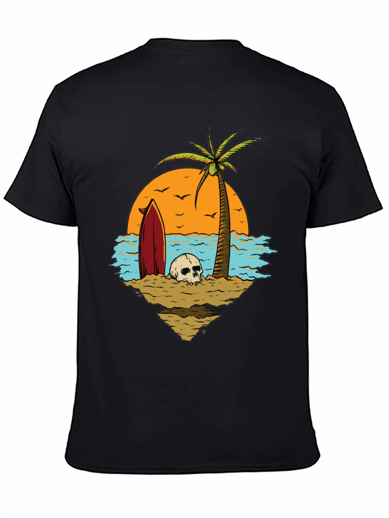 Skull Beach Scene Graphic Tee