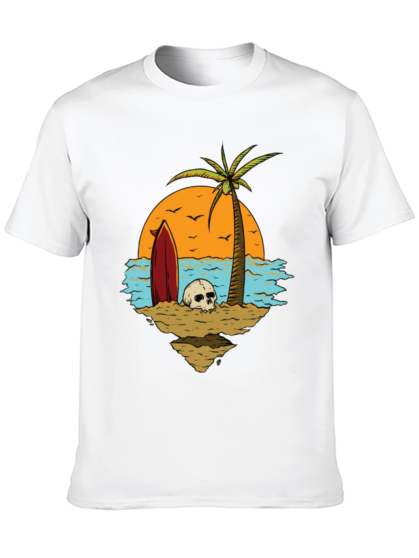 Skull Beach Scene Graphic Tee