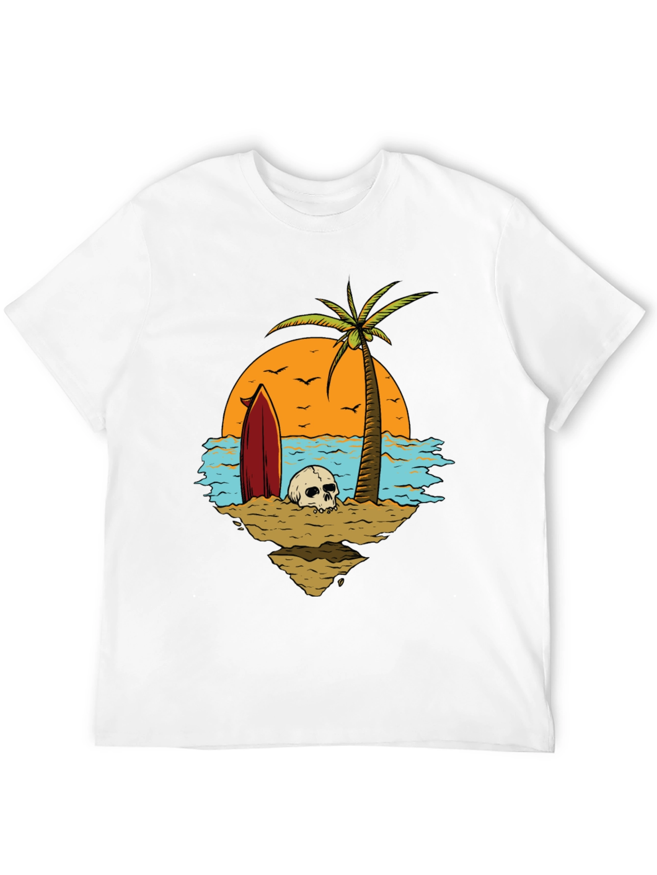 Skull Beach Scene Graphic Tee