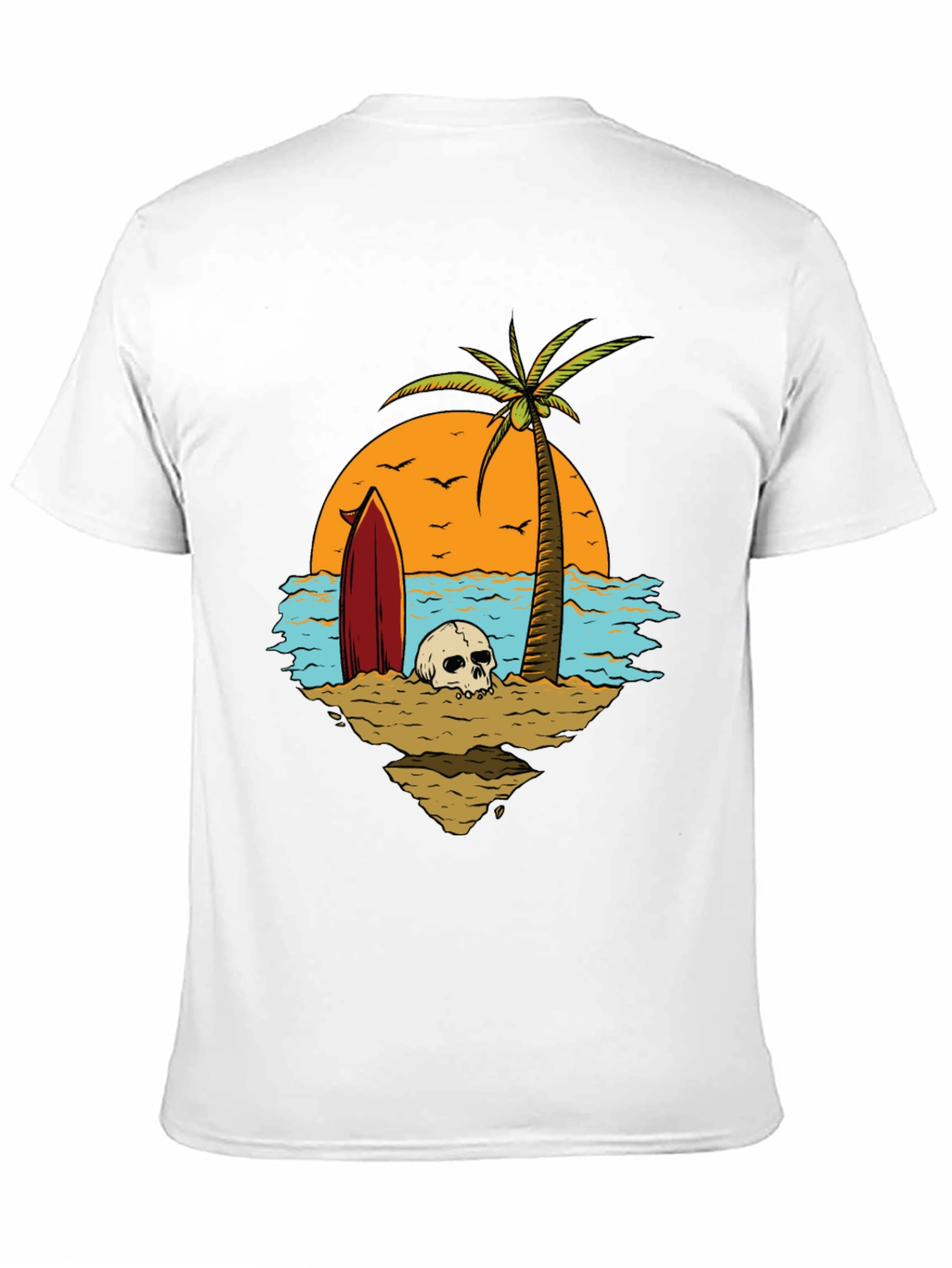 Skull Beach Scene Graphic Tee