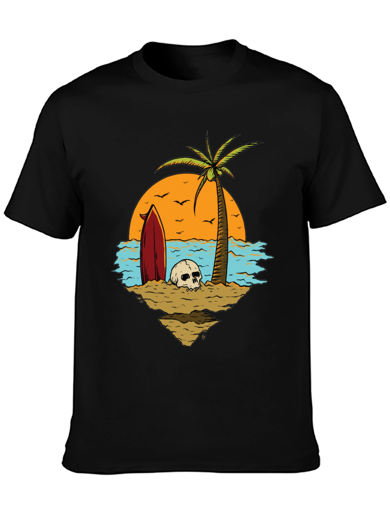 Skull Beach Scene Graphic Tee