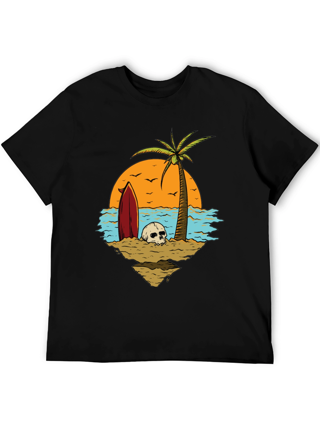 Skull Beach Scene Graphic Tee