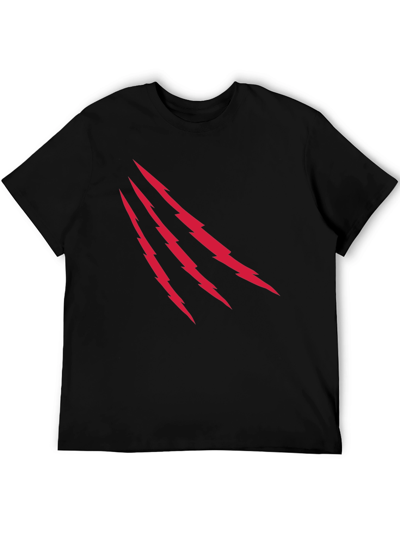 Mens Black T-Shirt with Red Lightning Claw Design