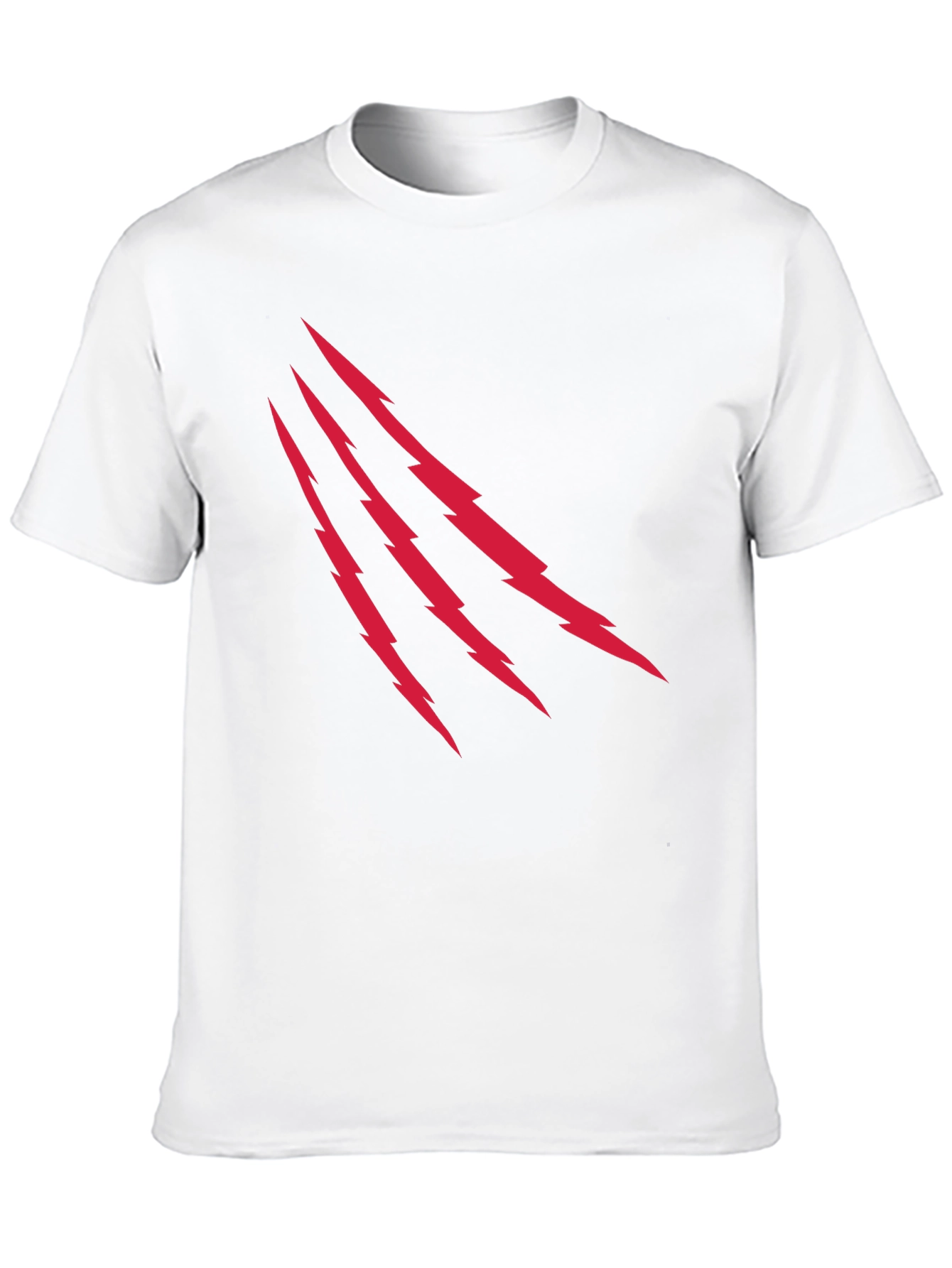 Mens Black T-Shirt with Red Lightning Claw Design