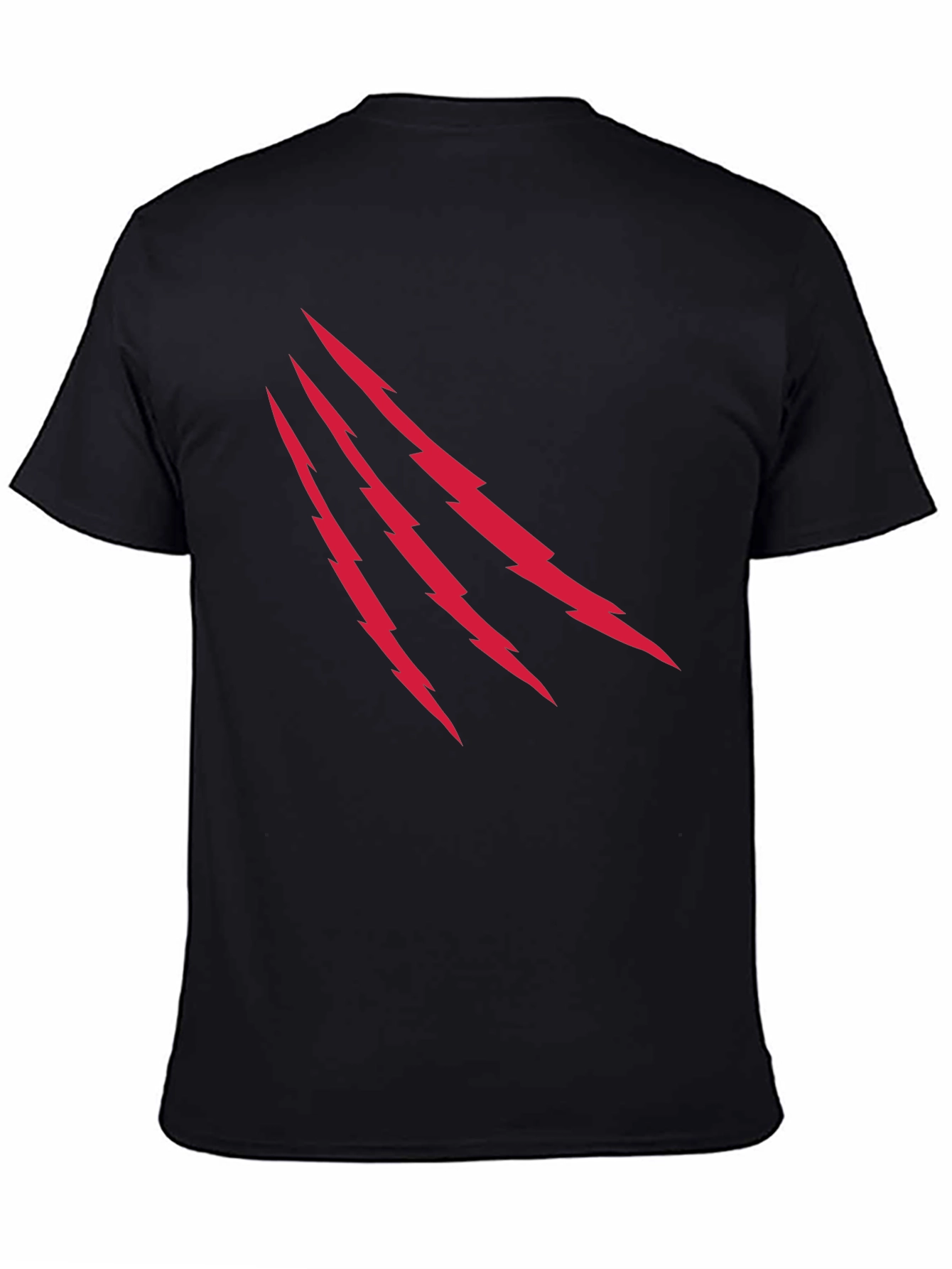 Mens Black T-Shirt with Red Lightning Claw Design