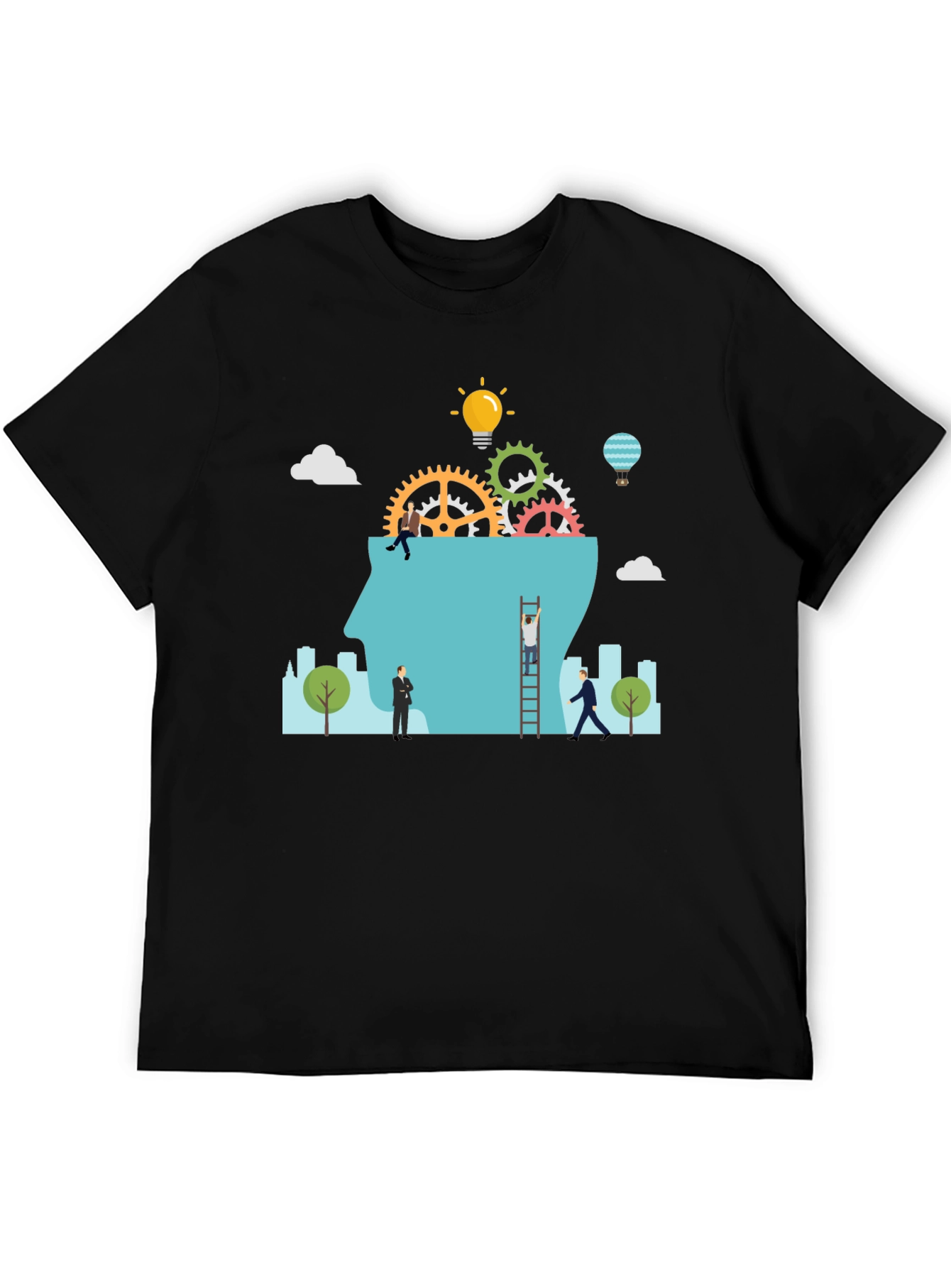 Creative Mindset T-Shirt: Brain Gears & Idea Bulb