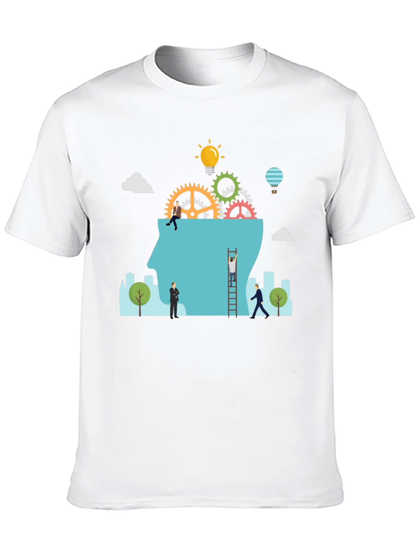 Creative Mindset T-Shirt: Brain Gears & Idea Bulb