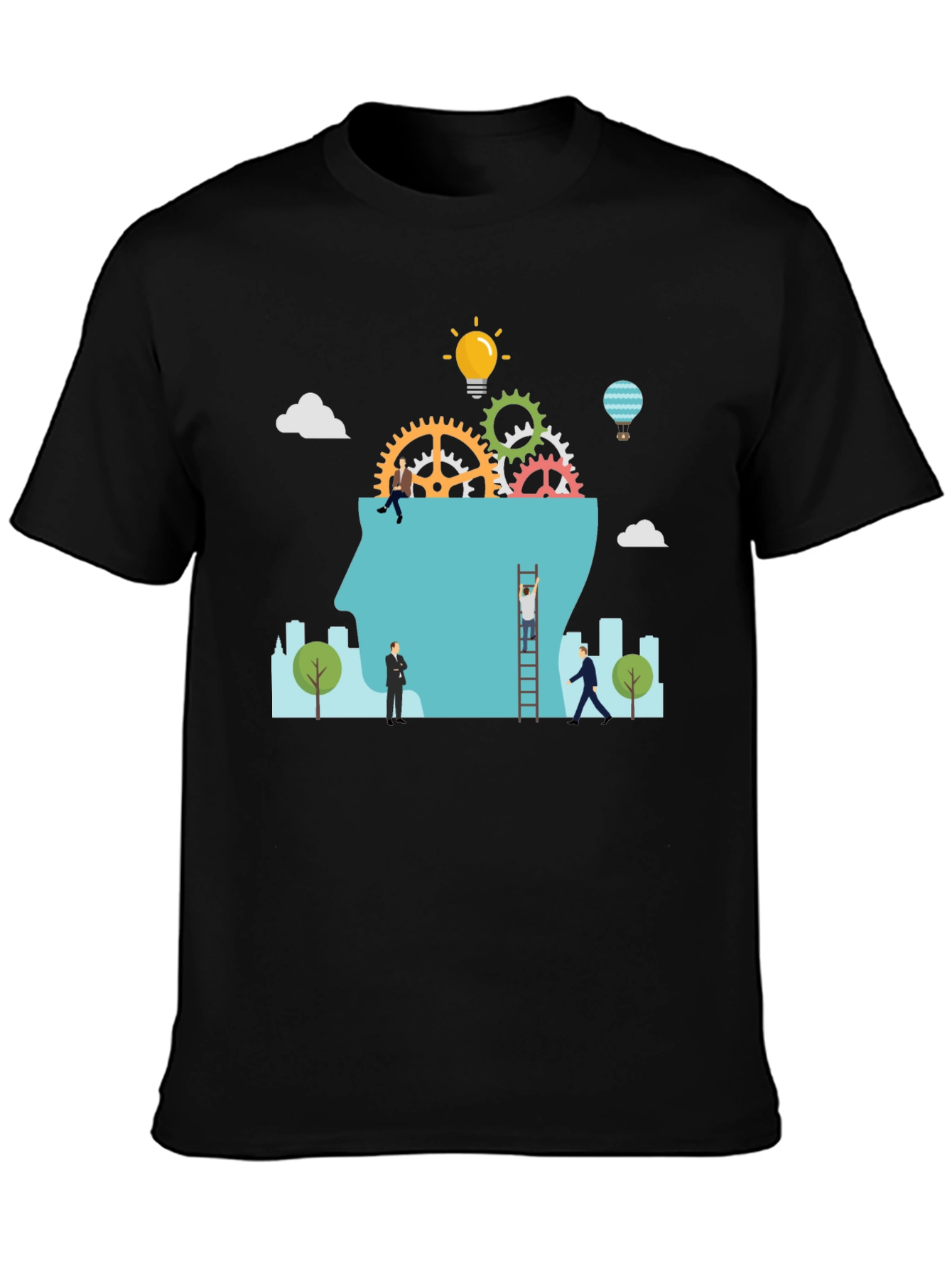 Creative Mindset T-Shirt: Brain Gears & Idea Bulb