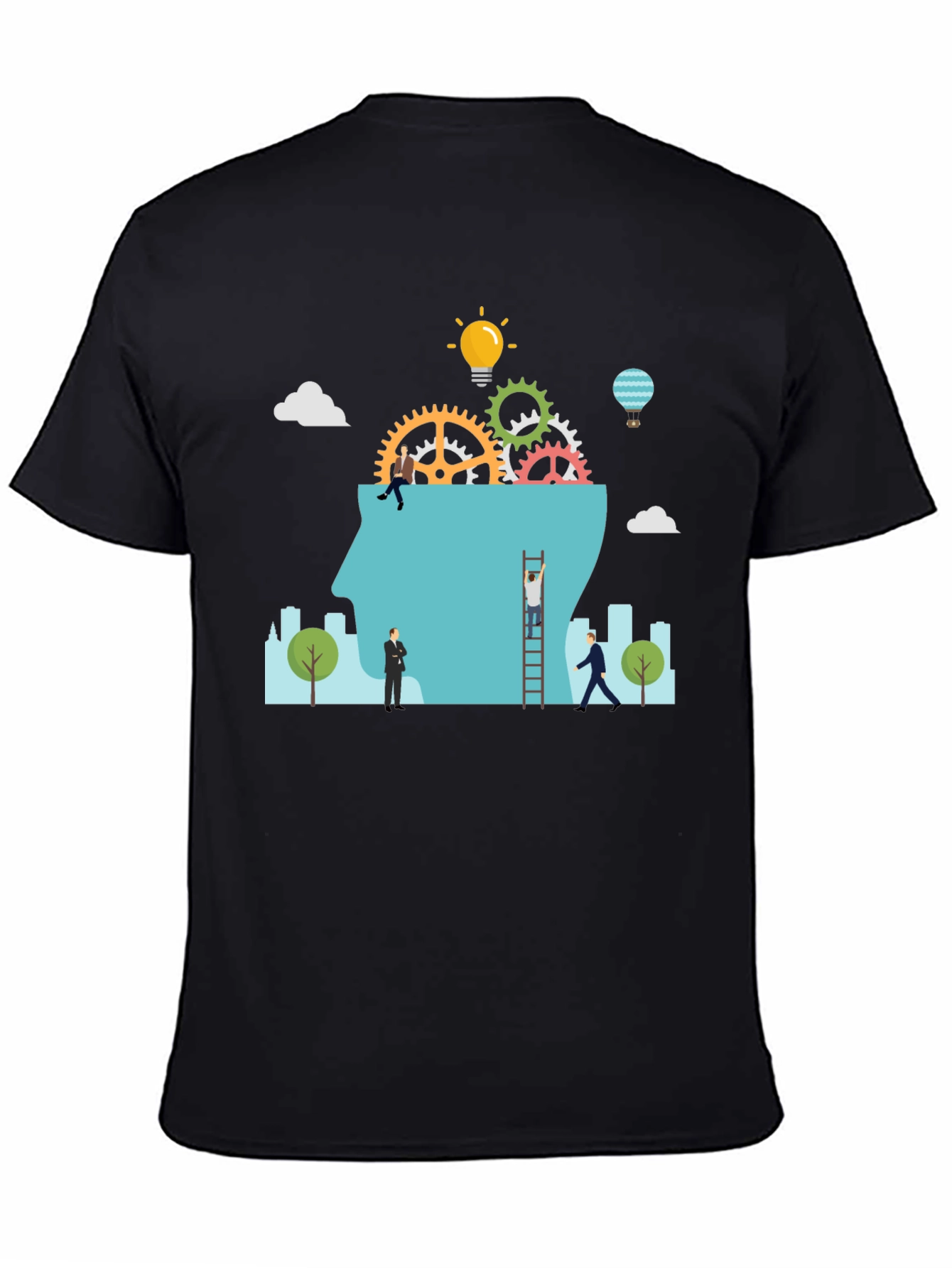 Creative Mindset T-Shirt: Brain Gears & Idea Bulb