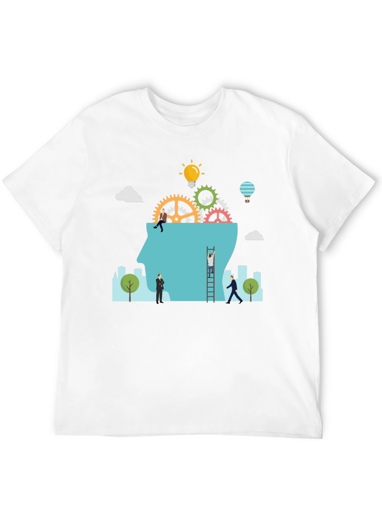 Creative Mindset T-Shirt: Brain Gears & Idea Bulb