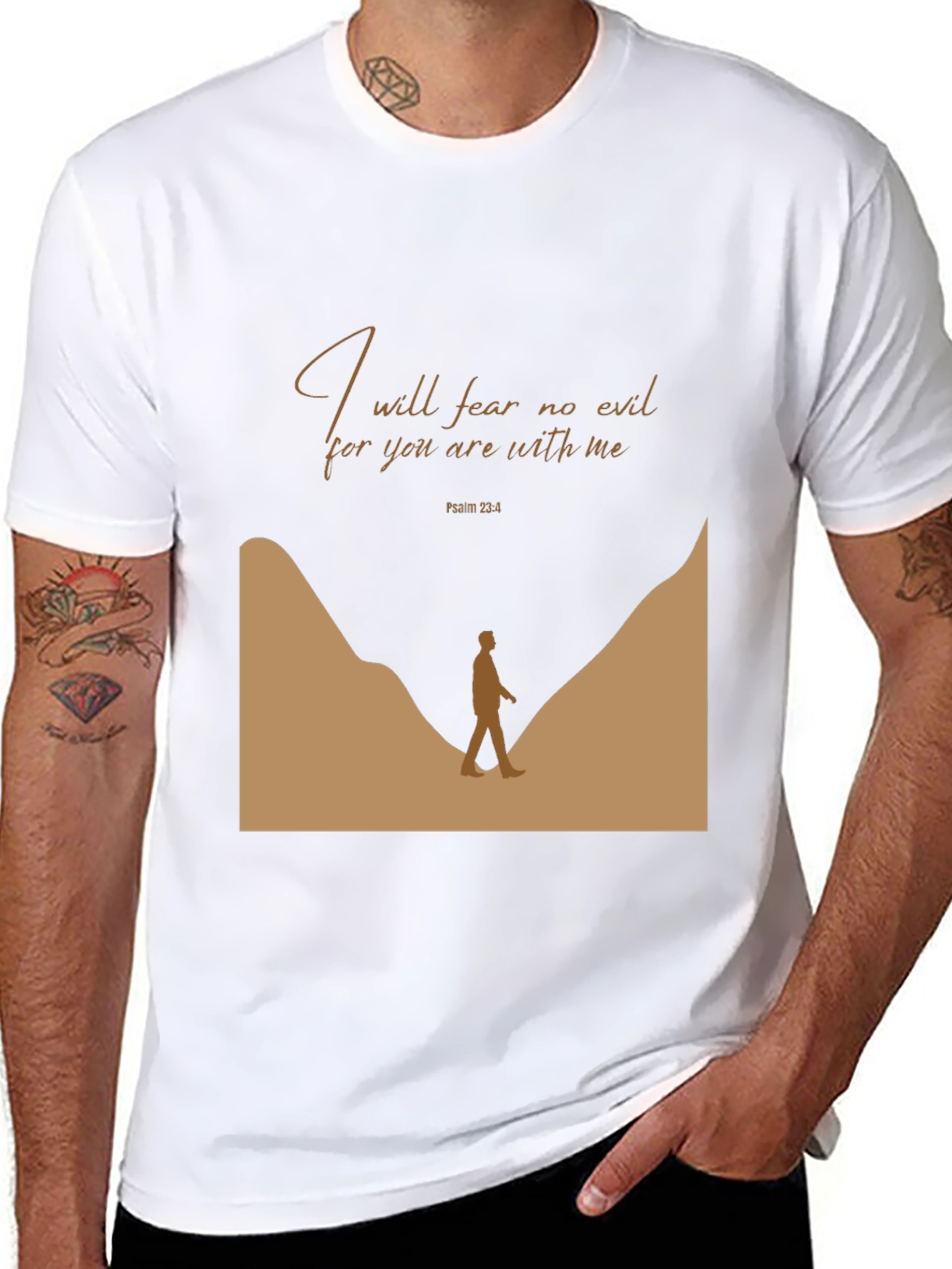 Inspirational Black T-Shirt: I will fear no evil