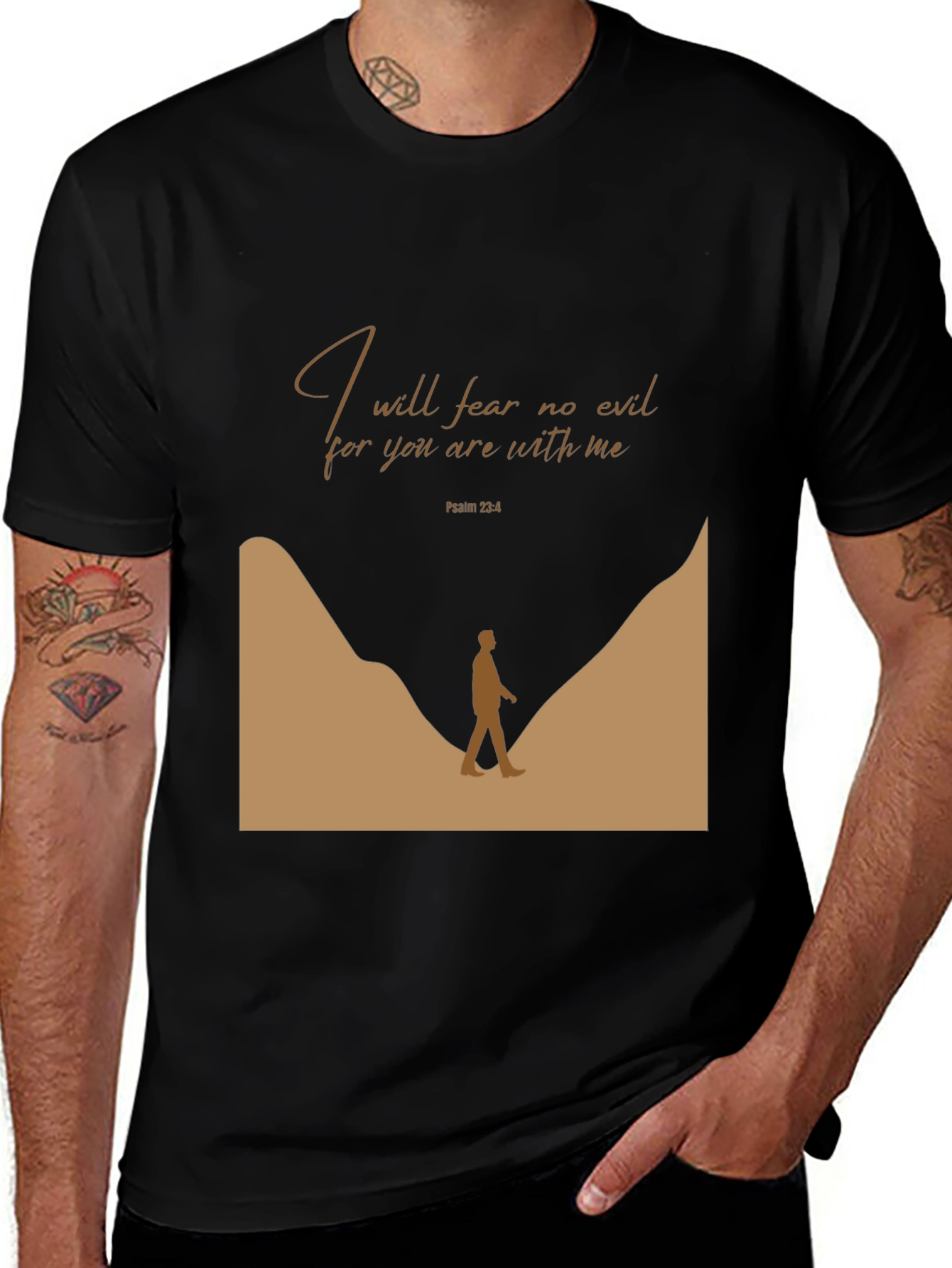 Inspirational Black T-Shirt: I will fear no evil
