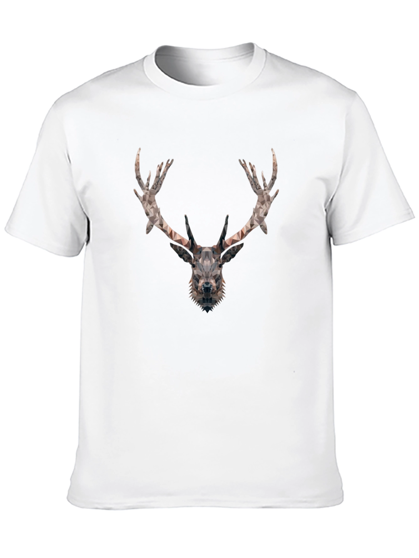Geometric Deer Head Graphic Tee - Black