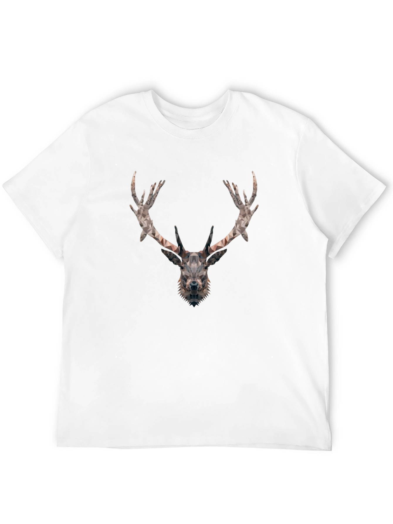 Geometric Deer Head Graphic Tee - Black