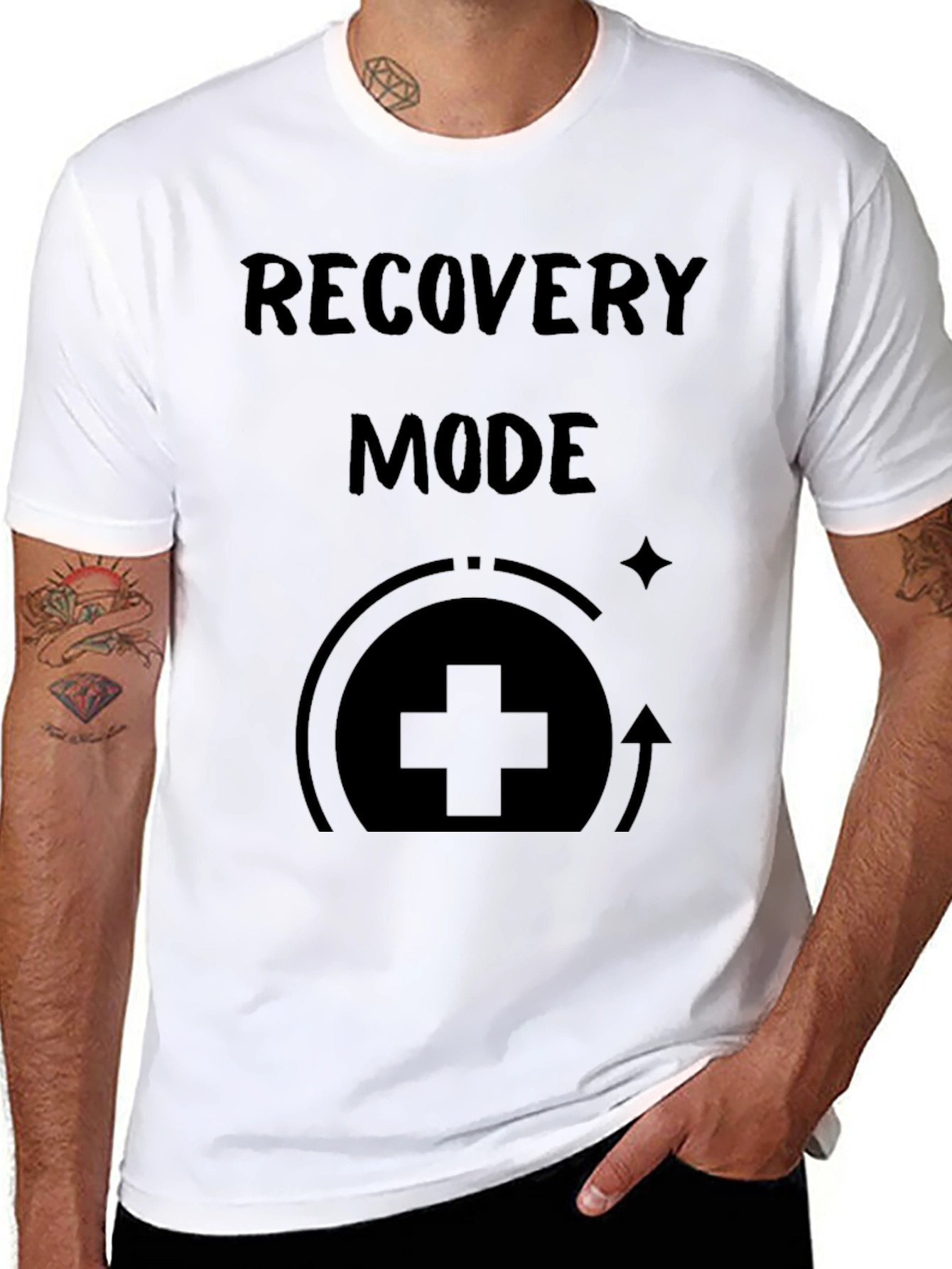 Recovery Mode Black Graphic Tee for Men
