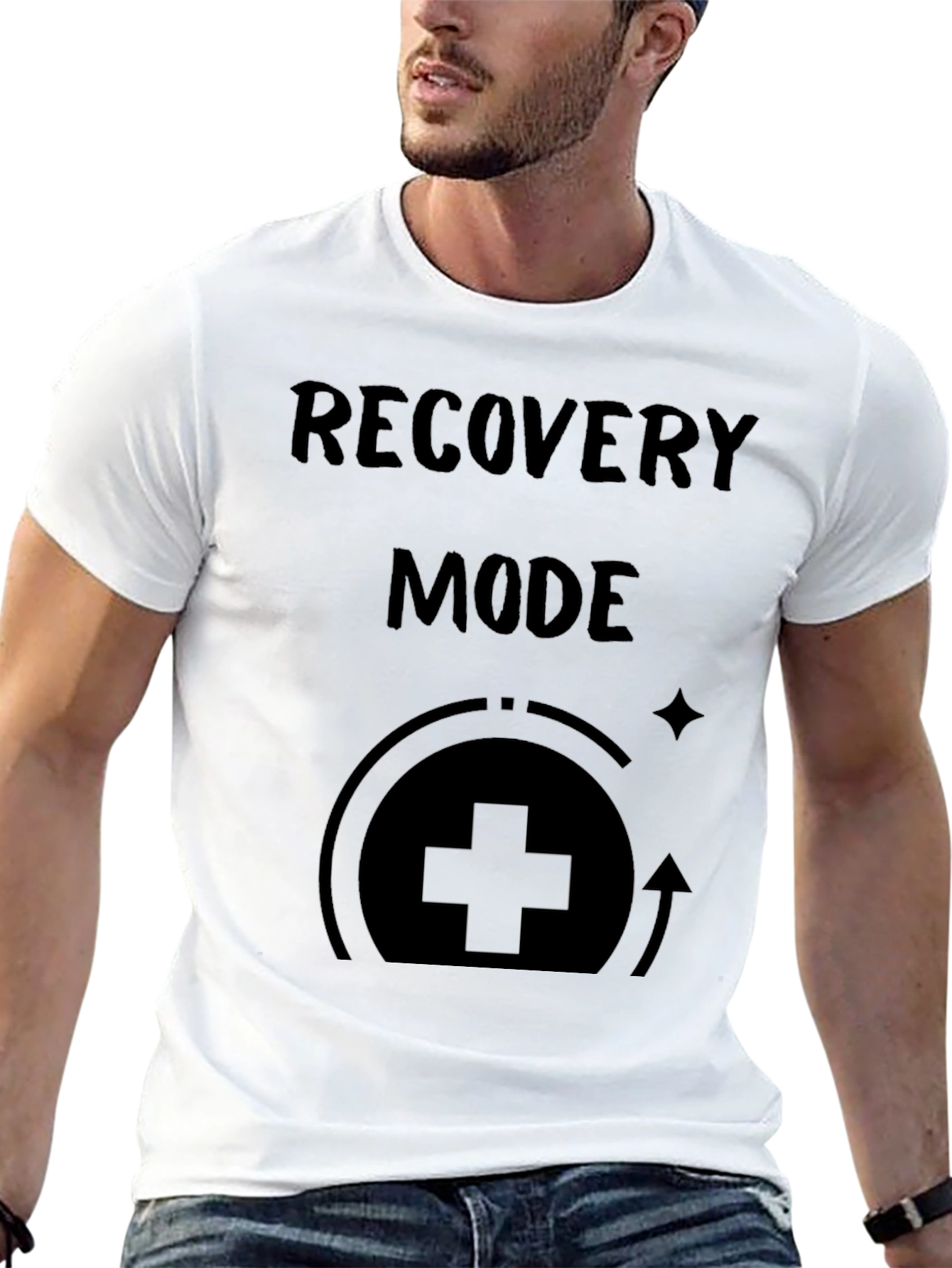 Recovery Mode Black Graphic Tee for Men