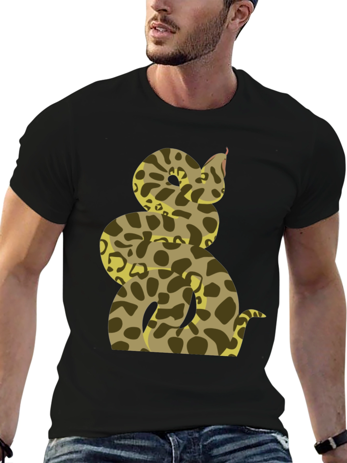Snake Print T-Shirt - Mens Casual Tee