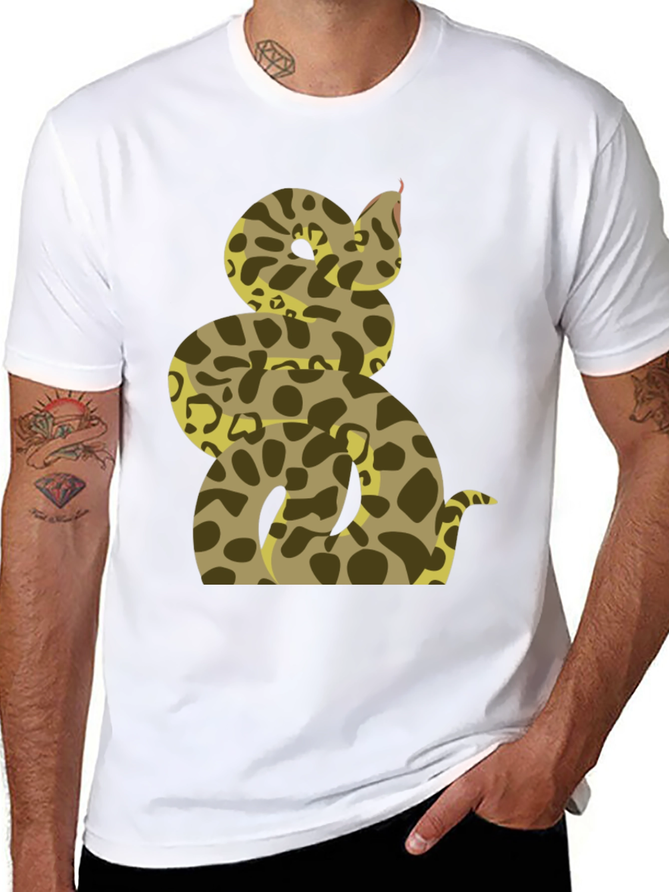 Snake Print T-Shirt - Mens Casual Tee